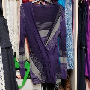 Purple and Gray Benetton faux wrap top